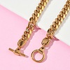 304 Stainless Steel Cuban Link Chain Bracelets for Women BJEW-G779-03G-2