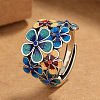 Floral Brass Enamel Finger Rings FS-WGF4391-01-1