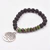 Natural & Synthetic Mixed Stone & Lava Rock Stretch Charm Bracelets BJEW-JB03073-2