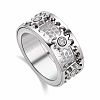 Gear Brass Micro Pave Clear Cubic Zirconia Rotatable Finger Rings FS-WGBD3BF-19-1