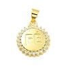 Rack Plating Brass Micro Pave Cubic Zirconia Pendants KK-D359-22G-1