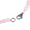 Natural Rose Quartz Round Beaded Fan Bib Necklaces NJEW-N064-04I-4