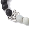 5Pcs 5 Styles Natural Flower Amazonite & Lava Rock Stretch Bracelets Set BJEW-JB09746-S-4