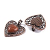 Synthetic Goldstone Peach Love Heart Pendants G-G158-01-17-2