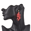 Star with Coral Handmade Glass Seed Beads Tassel Stud Earrings EJEW-MZ00472-5