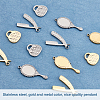 12Pcs 6 Style 304 Stainless Steel Pendants STAS-UN0027-36-5