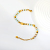 304 Stainless Steel & Round Natural Shoushan Stone Beaded Bracelets WG1A79C-01-2