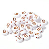 100Pcs Plating Opaque White Acrylic Beads FIND-PW0024-36B-1