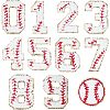  11Pcs Number 0~9 & Flat Tennis Shaped Towel Embroidery Style Cotton Iron on/Sew on Patches DIY-NB0007-60-1