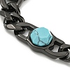 304 Stainless Steel & Synthetic Turquoise Polygon Link Bracelets for Women BJEW-G717-16B-03-2