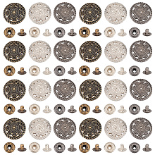 Olycraft 24 Sets 3 Colors Alloy Snap Buttons BUTT-OC0001-39