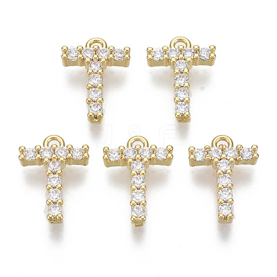 Brass Micro Pave Cubic Zirconia Charms KK-T060-05-T-G-NF-1
