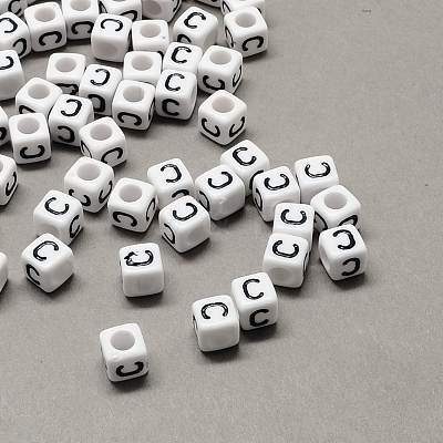 Large Hole Acrylic Letter European Beads SACR-Q103-7mm-01C-1