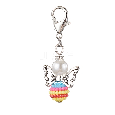 Colorful Angel Resin Pendant Decorations HJEW-JM01909-1