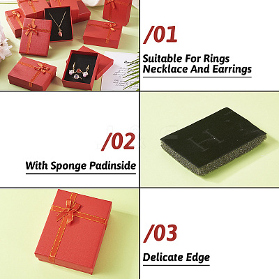 Rectangle Paper Jewelry Set Storage Boxes with Bowknot X1-CON-TAC0014-04D-1