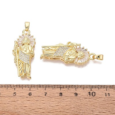 Religion Brass Micro Pave Clear Cubic Zirconia Pendants KK-N287-46G-G-01-1