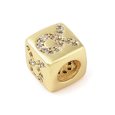 Brass Micro Pave Clear Cubic Zirconia European Beads KK-K368-01G-02-1