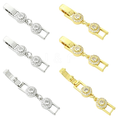 6Pcs 2 Colors Brass & Rhinestone Fold Over Clasps FIND-CJ0005-97-1
