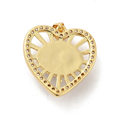Heart with Eye Brass Micro Pave Clear Cubic Zirconia Pendants KK-G419-07G-03-1