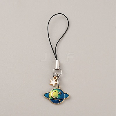 Cute Cartoon Planet Alloy Enamel Mobile Straps Lanyards HJEW-WH0068-07C-1