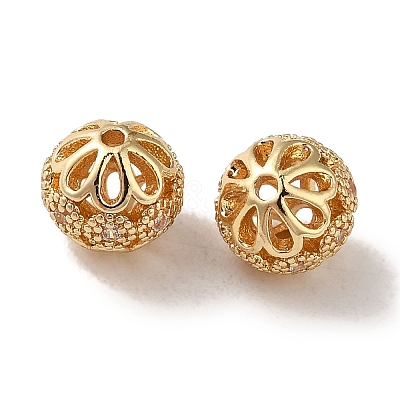 Rack Plating Brass Pave Cubic Zirconia Beads KK-M285-32B-KCG-1
