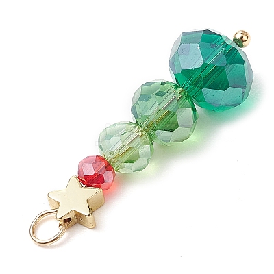 Christmas Theme Brass & Glass Pendants PALLOY-JF02998-1