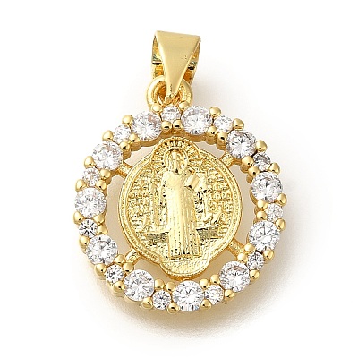 Rack Plating Brass with Cubic Zirconia Pendants KK-Z086-33G-10-1