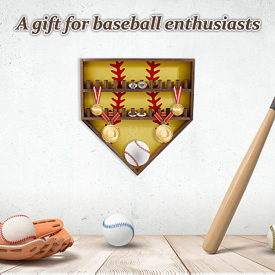 Baseball Theme Wood Wall Mounted Finger Ring Organizer Display Stands AJEW-WH0031-70B-1