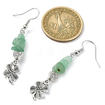 Natural Green Aventurine Chip Dangle Earrings Set for Women EJEW-JE06249-01-1