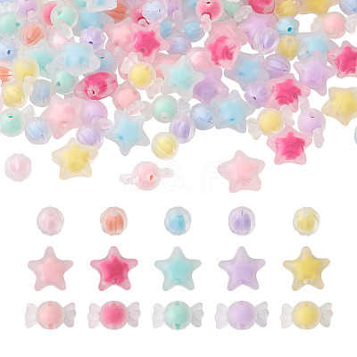 120Pcs 3 Style Transparent Acrylic Beads TACR-BT0001-03-1