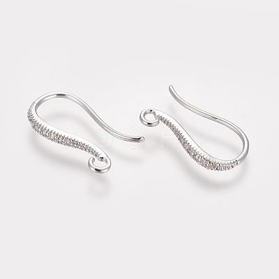 Brass Micro Pave Cubic Zirconia Earring Hooks ZIRC-E162-20P-1