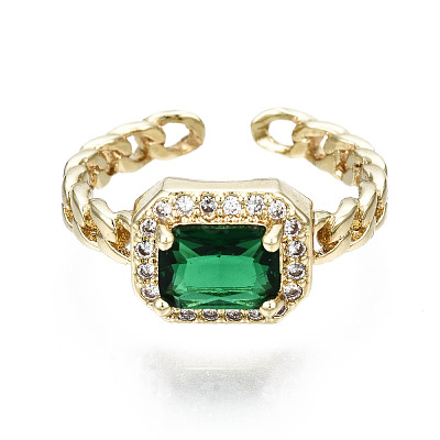 Brass Micro Pave Cubic Zirconia Cuff Rings RJEW-Q161-003B-NF-1