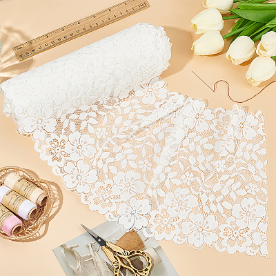 Flower Nylon Stretch Lace Fabric DIY-WH0578-60-1