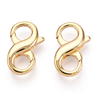 Brass Hook Clasps X-KK-N254-18G-1