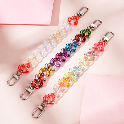 6Pcs 3 Styles Heart Acrylic Boot Strap Chains FIND-GO00002-1