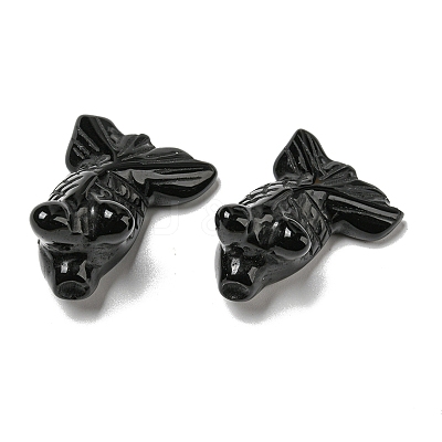 Natural Obsidian Carved Healing Goldfish Figurines DJEW-D012-08K-1