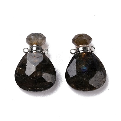 Teardrop Natural Labradorite Perfume Bottle Pendants G-H241-02D-P-1