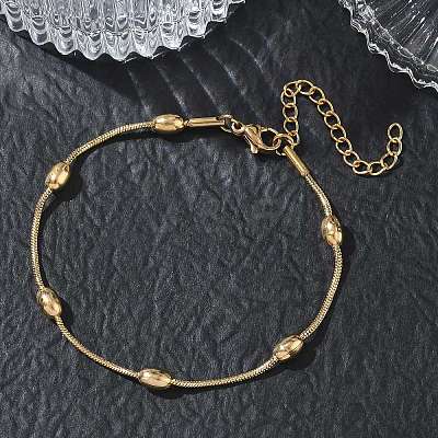 304 Stainless Steel Oval Round Snake Chain Bracelets SA-CBA2696-15G-1