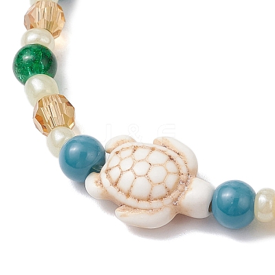 Synthetic Turquoise Beads Stretch Bracelets BJEW-JB11513-01-1