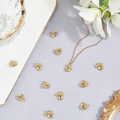 12Pcs Bowknot Brass Charms KK-BBC0019-35-1
