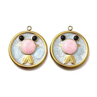 304 Stainless Steel Enamel Pendants STAS-Z163-21G-01-1