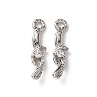 Brass Micro Pave Cubic Zirconia Charms KK-C253-06P-1