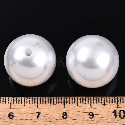 Round ABS Plastic Imitation Pearl Beads OACR-R053-01-1