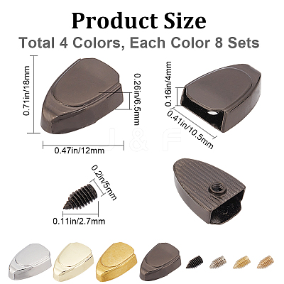 32 Sets 4 Colors Zinc Alloy Cord Ends FIND-GF0004-92-1