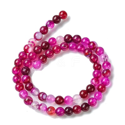 Natural Striped Agate/Banded Agate Bead Strands X-G-K166-13-6mm-03-1