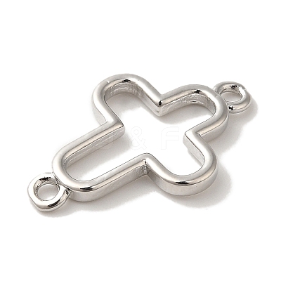 Rack Plating Brass Cross Outline Connector Charms Links KK-U027-05P-1