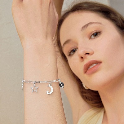 304 Stainless Steel Paperclip Chains Necklaces & Bracelet Jewelry Sets SJEW-SC0001-07P-1