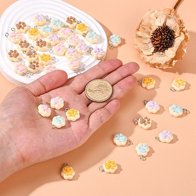 40Pcs 5 Colors Opaque Resin Pendants RESI-CJ0002-31-1