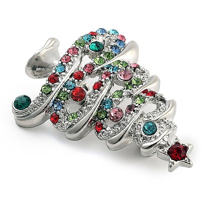 Christmas Theme Alloy Colorful Rhinestone Brooches JEWB-S022-02B-P-1