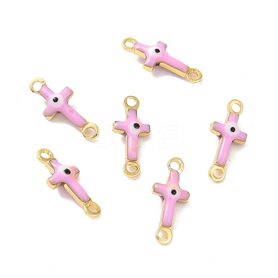 Brass Enamel Connector Charms KK-J302-08G-1